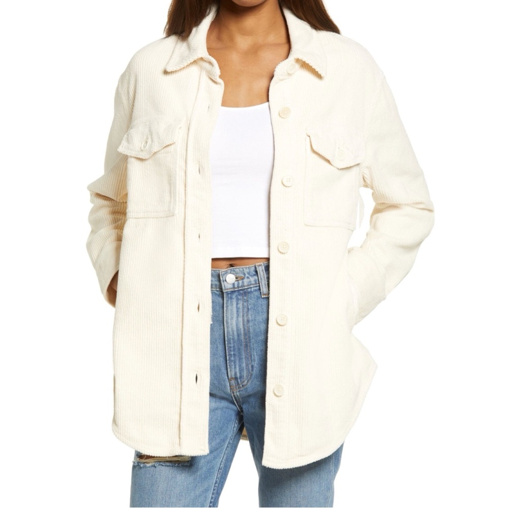 NWOT Reformation Jeans Jennings Corduroy Shirt Jacket in Almond